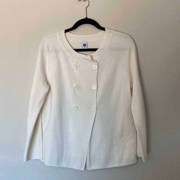 Gap Factory double breasted ivory sweater women’s medium VGUC - Picture 1 of 4